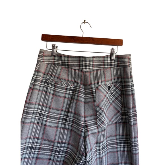 WHISTLES Plaid Wide‎ Leg Pants Women's Size 10 Gray Red Black Tailored Trousers - Picture 5 of 8